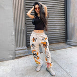 Sweat Harajuku Cartoon Printed Drawstring Cargo Pant Trousers