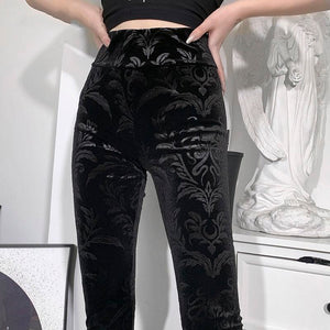 Vintage Gothic High Waist Demon Graphic Tights Pants