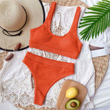 High Waist Ribbed Swimsuit Two-Pieces Sexy Bikini set