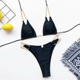 Sexy Halter Bikini Metal Chain Two-pieces Swimsuit