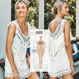 Crochet Cover Up With Fringe Trim Hollow Tunic Beachwear