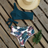 Women's Push Up One Shoulder Print Brazilian Bikini Set