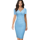 Women's Elegant Pure Color Formal Slim Fitted Dress