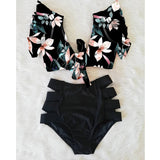 High Waist Ruffle Swimwear Floral Print Push Up Bikinis