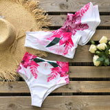 Sexy High Waist One Shoulder Bikini Print Beachwear