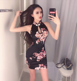 Women High Collar Short Sexy Dresses