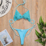 Women's Halterneck Mini Bra Swimsuit Two-Pieces Bikini Set