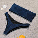 Women Sparkle Glitter Sexy Bra Bandage Bikini Set Swimsuit