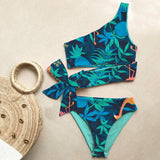 Women's Push Up One Shoulder Print Brazilian Bikini Set