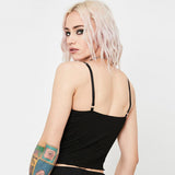 Black Bodycon Gothic Adjustable Spaghetti Strap Tank Crop Top