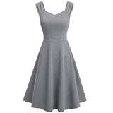 Women's Solid Color Retro Flare Swing Sun Dress