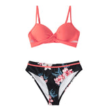 Push Up Floral Wrap Bikini Sets Thong 2-Pieces Swimsuits