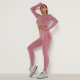 Long Sleeve Top High Waist Belly Control Legging Sport Suit