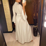 Women Long Maxi Dress Cover Up V-Neck Dress Robe Swimwear