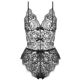 Lace Bodysuit 1-Piece Lingerie Transparent Backless Pajamas