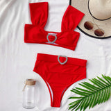 Women High Waist Swimsuit With Belt 2-Pieces Bikini Set