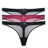 Transparent Low-Rise G-String Panties 3-Piece