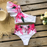 Sexy High Waist One Shoulder Bikini Print Beachwear