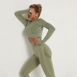 Long Sleeve Top High Waist Belly Control Legging Sport Suit