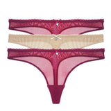 Transparent Low-Rise G-String Panties 3-Piece