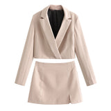 High Fashion Chic 2-Piece Cropped Blazer and Mini Skirt