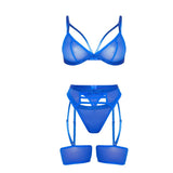 3-Piece Bra Set Transparent Hollow Out Bra And Panty Lingerie Set