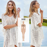 Crochet Cover Up With Fringe Trim Hollow Tunic Beachwear