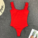 Push Up Bodysuit One Piece Strap High Cut Ribbed Swimwear