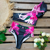 Sexy High Waist One Shoulder Bikini Print Beachwear