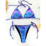 Women's Sexy Leather Swimwear Two-Pieces Bikini Set