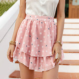 Women's Polka Dot Print Ruffled A-Line Mini Skirt