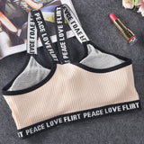 Letter Sports Bra Top Push Up Fitness Running Yoga Bra Underwear Cotton  Sport Tops For Women Gym Wear Solid Women Sportswear