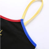 Summer Women Crop Top Cropped Ladies Spaghetti Strap Elastic Camisole Sexy EMOTIONAL Letter Embroidery Tank Tops