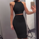 Two Pieces Crop Top Outfit Sexy Dress