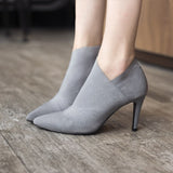 Woman High Heels Leather Ankle Boots