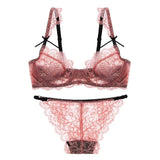 Lace Transparent Lingerie Ultrathin Underwear Bra Set