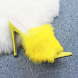 Candy Color Luxury Rabbit Fur Slippers