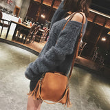 Women Bucket Tassel Messenger Bag