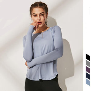 Women Long Sleeve Shirt for Fitness Loose Yoga Top