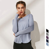 Women Long Sleeve Shirt for Fitness Loose Yoga Top