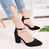 Women High Heels Flock Pointed Sandals