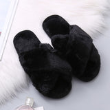 Woman Slip on Flats Faux Fur Slippers