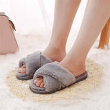 Women Faux Fur Warm Flats Slippers