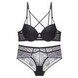 Lace Embroidery Lingerie Thick Push Up Bra Sexy Underwear Set