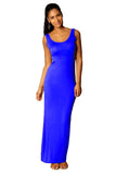 High Stretch Tank Robe Thin O-Neck Sleeveless Slim Maxi Dress