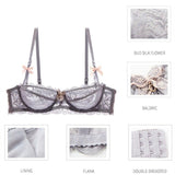 Embroidery Ultrathin Lace Transparent Bra Underwear Set