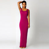 High Stretch Tank Robe Thin O-Neck Sleeveless Slim Maxi Dress