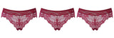 Sexy Lace Mid-Rise Underwear Hollow 3-Piece Panties