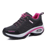 Woman Lace-Up Rubber Wedges walking Shoes