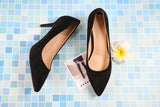 Thin Pointed Toe Flock Wedding High Heel